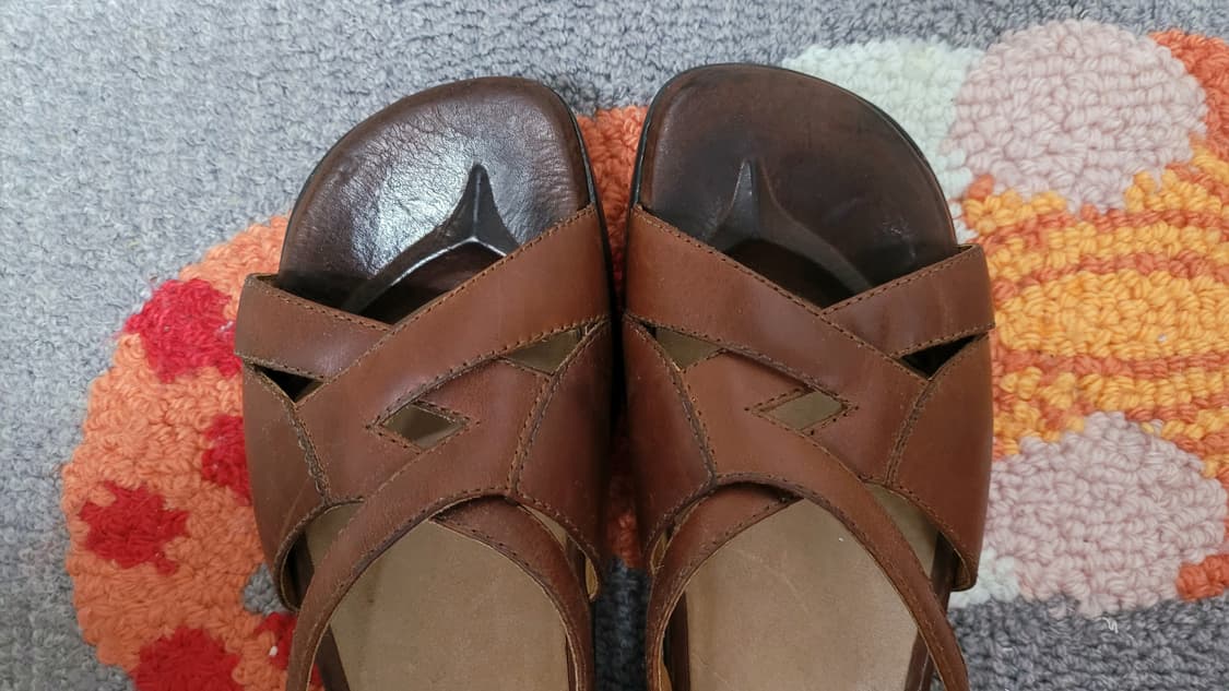 미국 빈티지 여성 가죽 라텍스 샌들(7.5) 240~245 상품이미지3