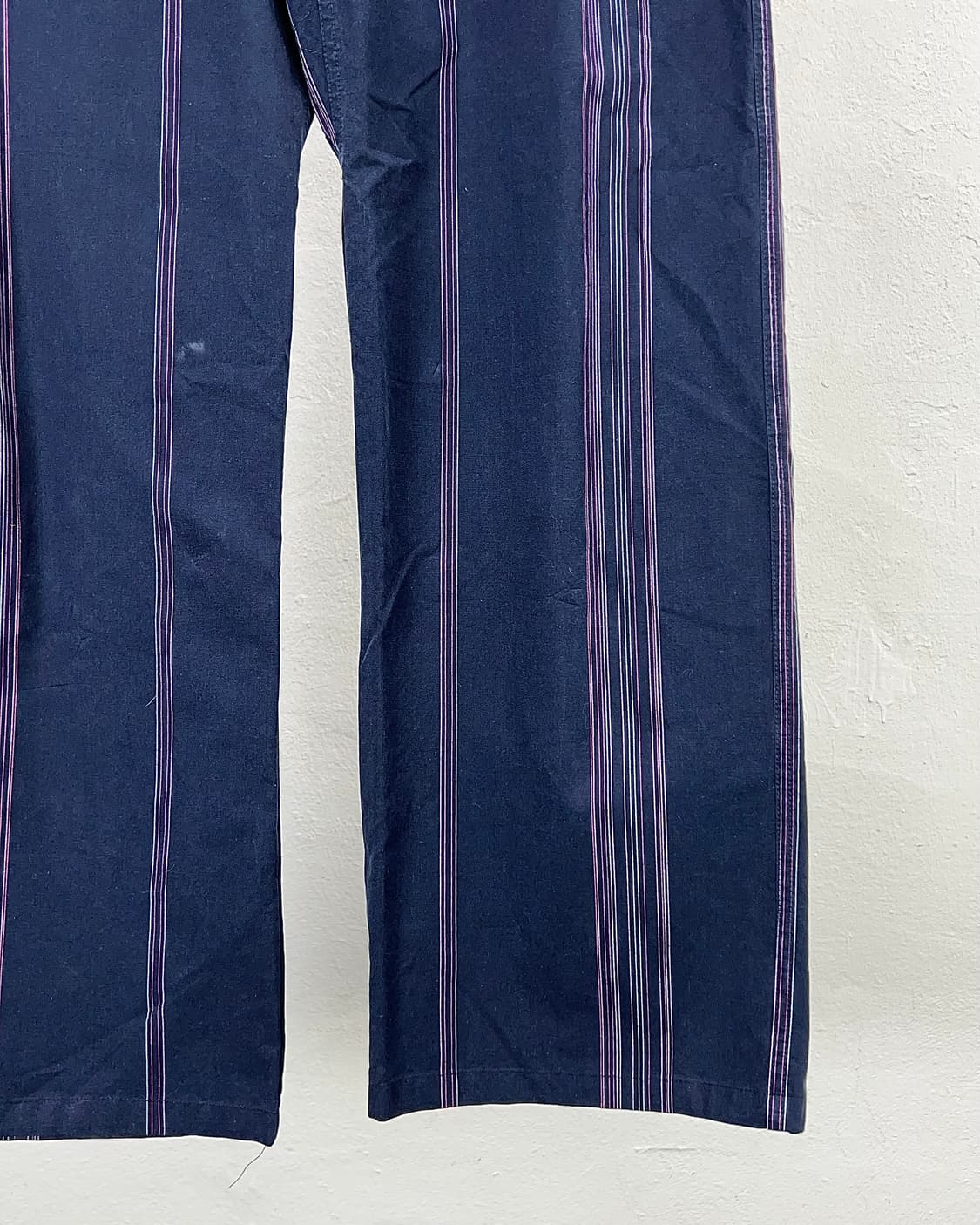 디젤 네이비 드리즐 와이드 드로우 스트라이프 코튼 팬츠 상품이미지5