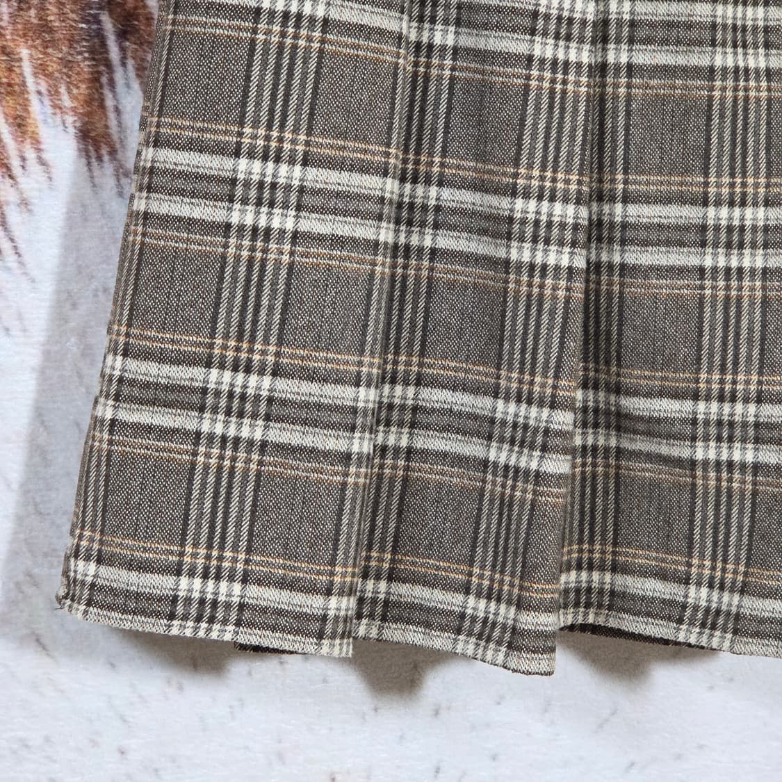 브라운 타탄체크 플리츠 미니 스커트 상품이미지3