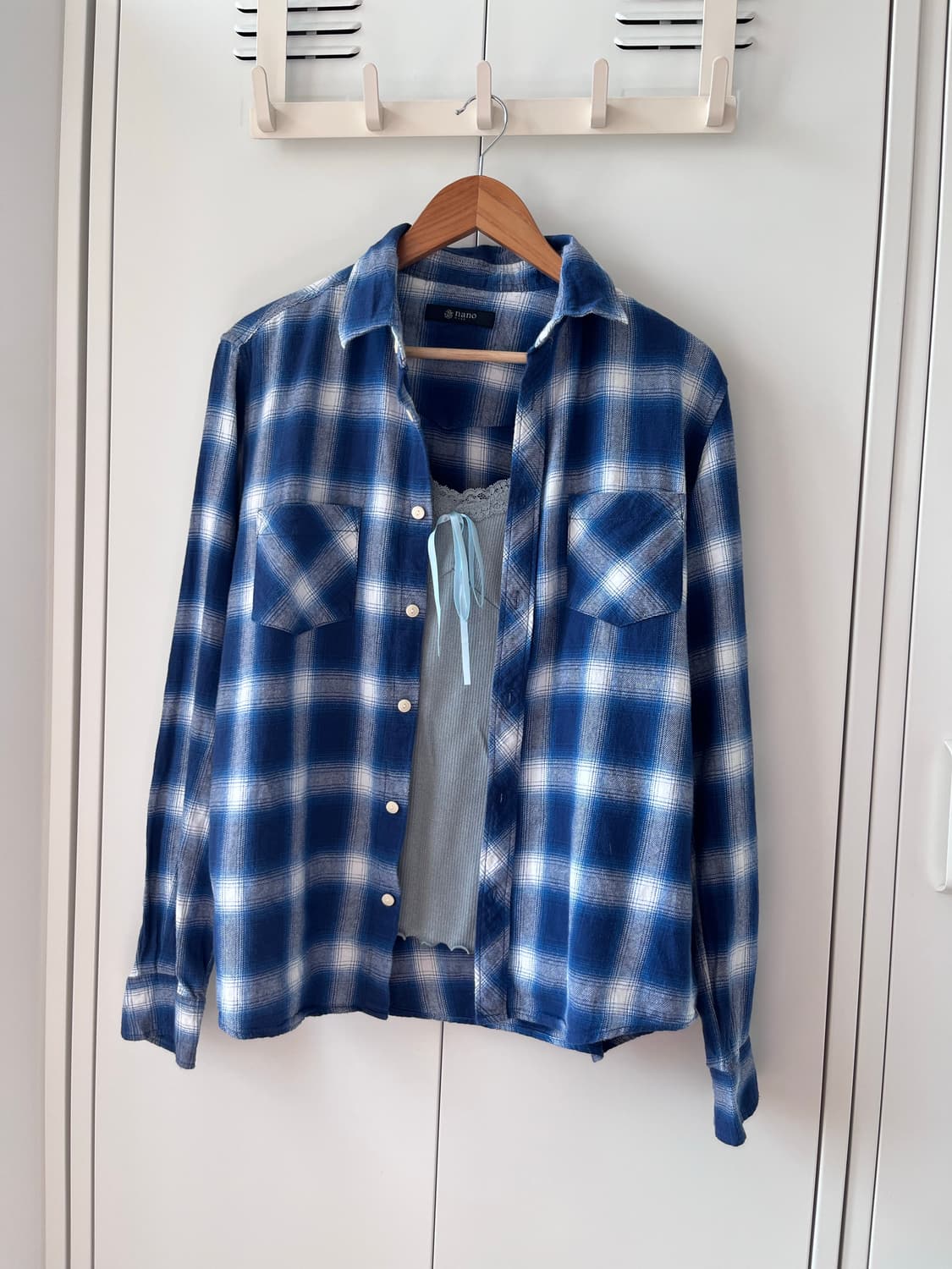Nano base 블루 체크 셔츠 남방 상품이미지5