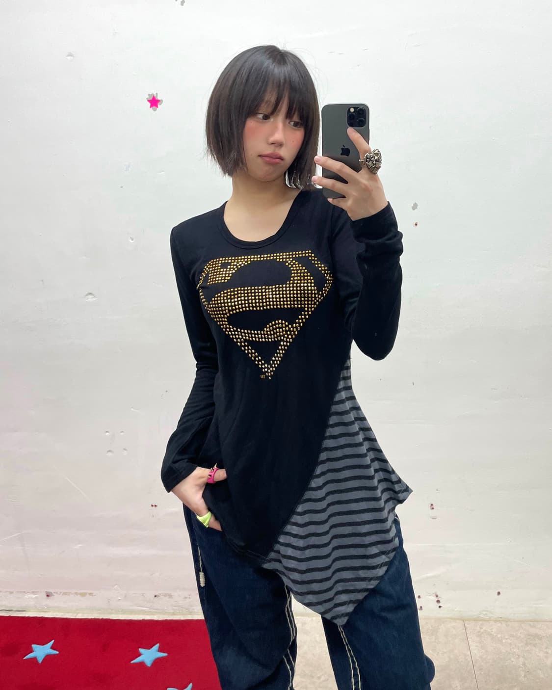 Superman Cubic Stripe Patch Long Sleeve  상품이미지1