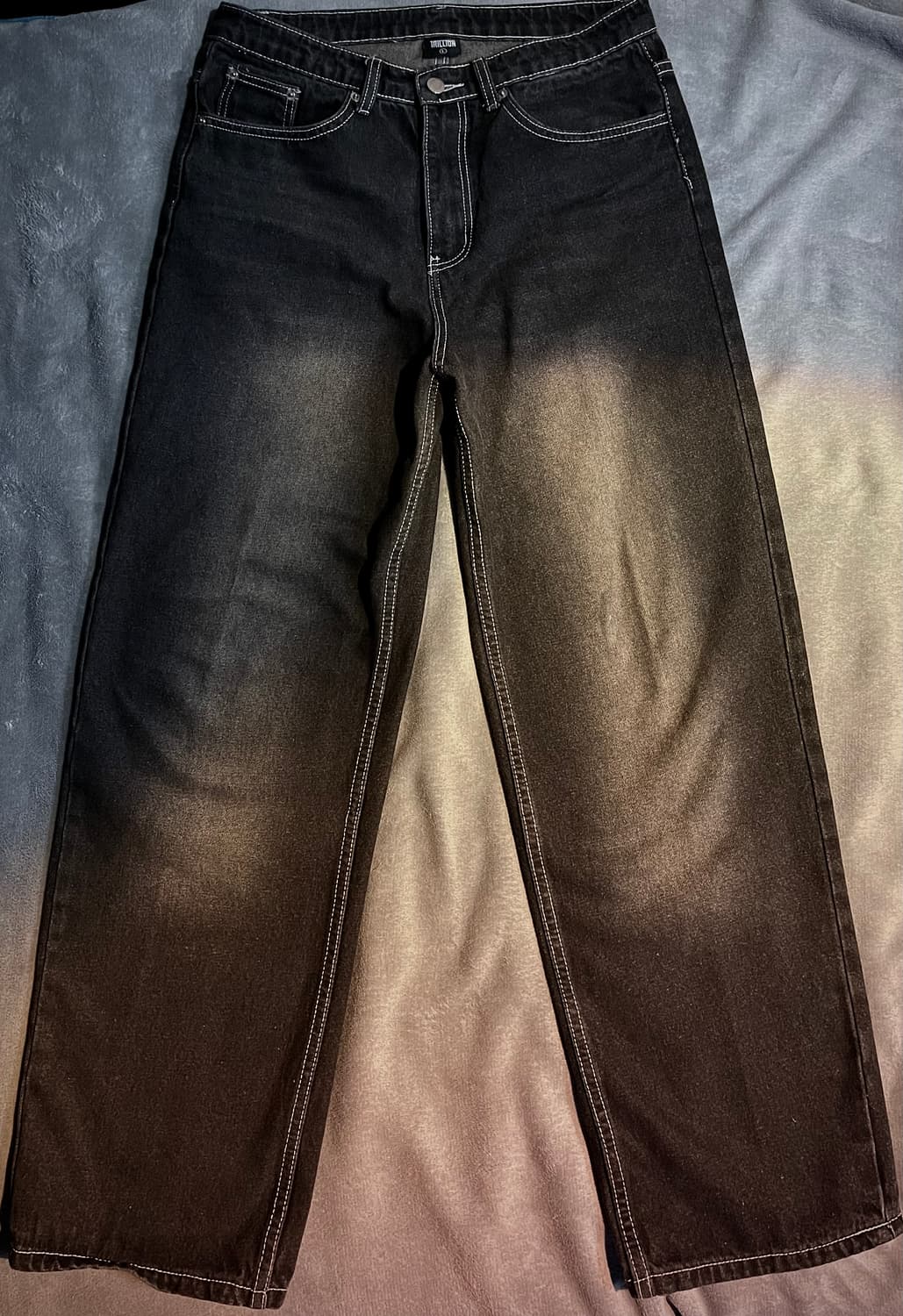 트릴리온 워싱 와이드 데님 팬츠 옐로우 블랙 L  상품이미지1