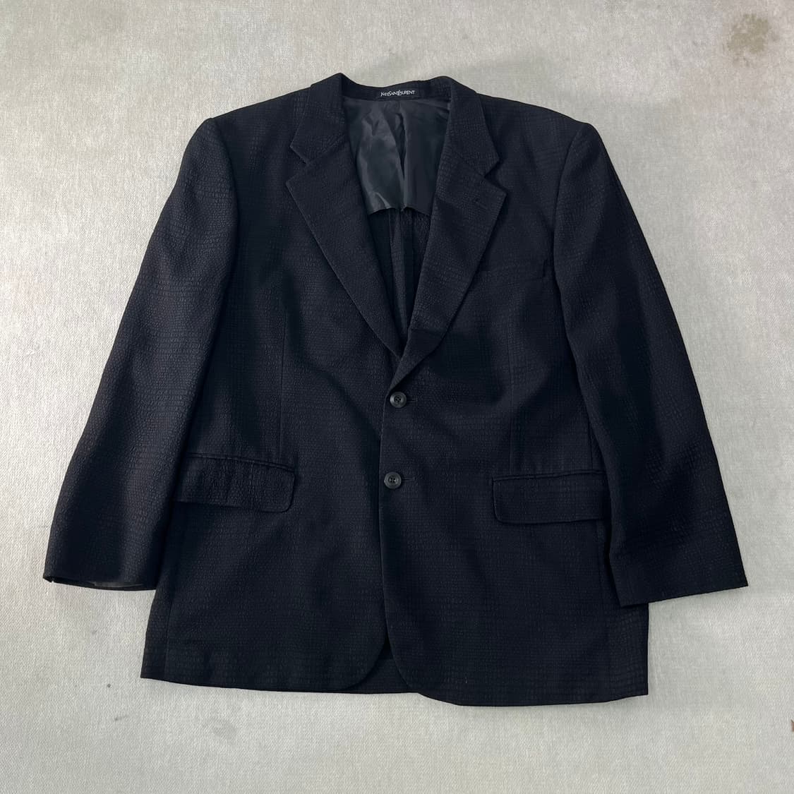 100 입생로랑 90s 시어서커 블랙 투버튼 블레이저 자켓 상품이미지1