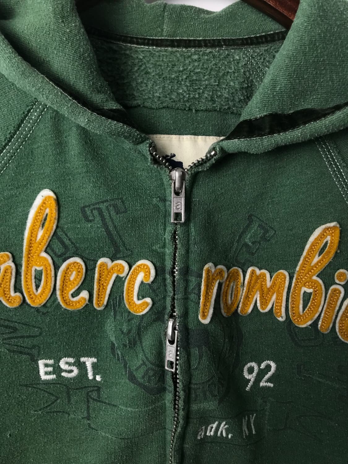 아베크롬비 y2k 와투케 그린 딱붙 후드집업 상품이미지5