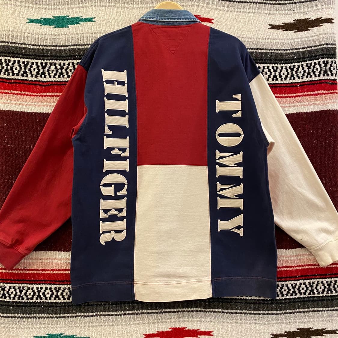 대장급)90s USA 타미힐피거 올드스쿨 빅로고 럭비티 상품이미지6