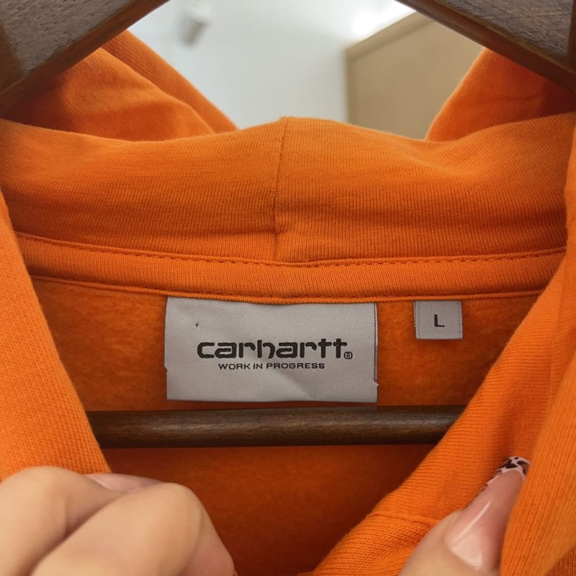 칼하트 Y2K 레트로 오렌지 약기모 후드티 L C08229 상품이미지5