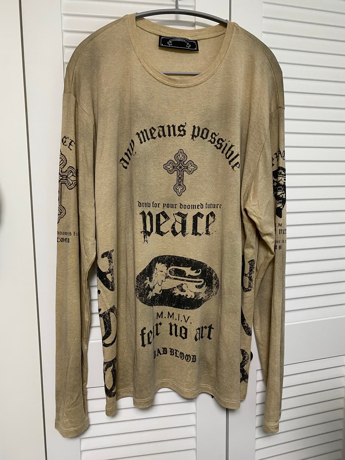 배드블러드 PEACE NOT WAR 루즈핏 티 더스티베이지 L 상품이미지2