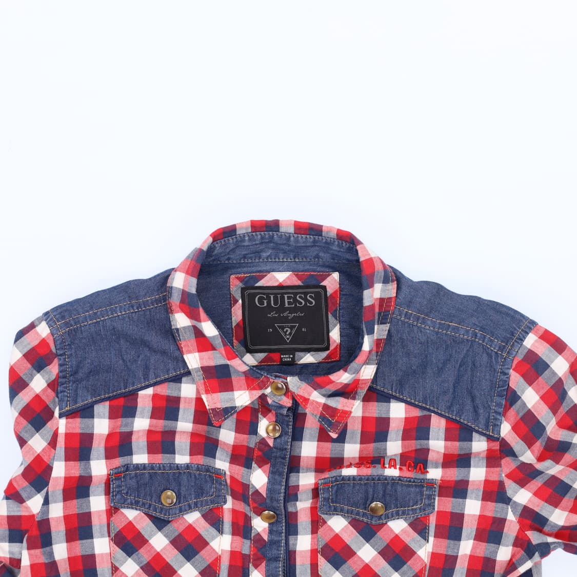[XS] 게스 여성 면 데님 체크 셔츠 남방 0115J  상품이미지3