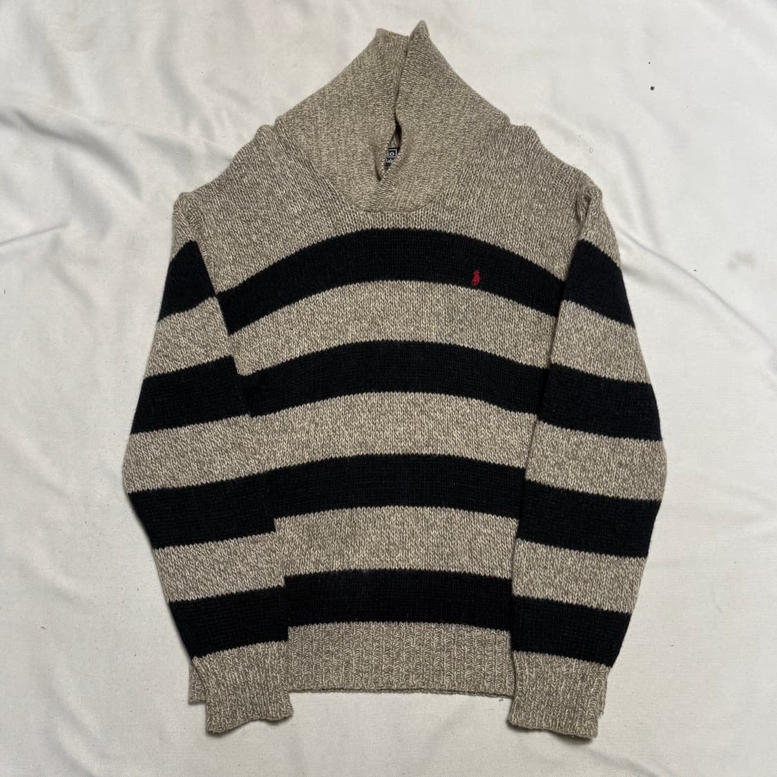 폴로랄프로렌 레드 포니 램스울 숄카라 스트라이프 니트 상품이미지2