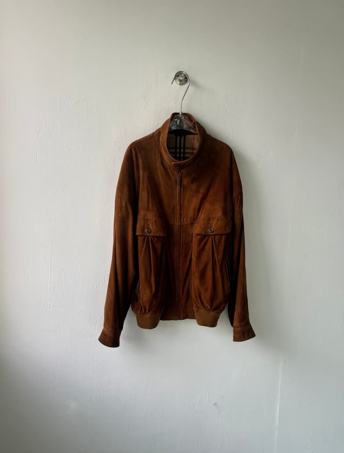 버버리 90‘s 스웨이드 하이넥 블루종 상품이미지4