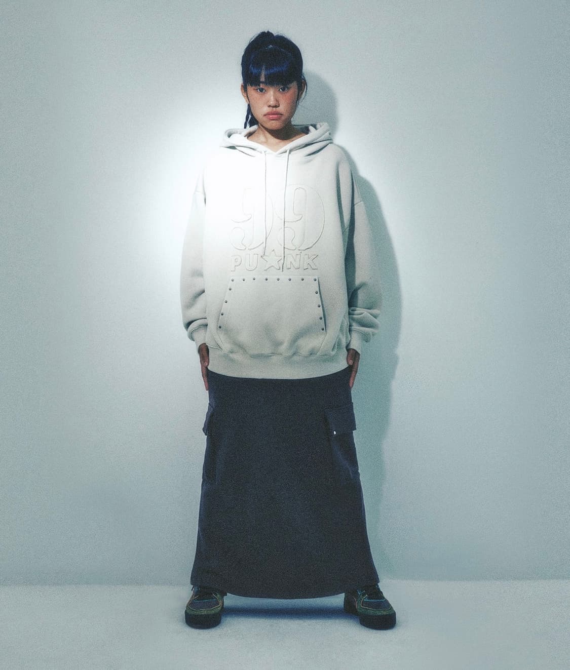 새상품 ISTKUNST 99 펑크 아플리케 후드티 L 상품이미지1