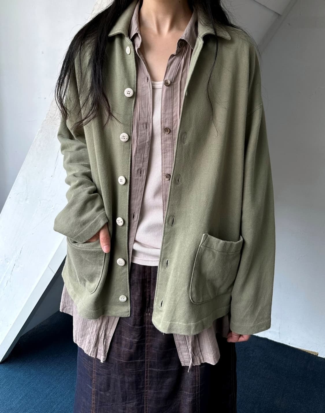 Light cotton stitch design loose shirt t 상품이미지7