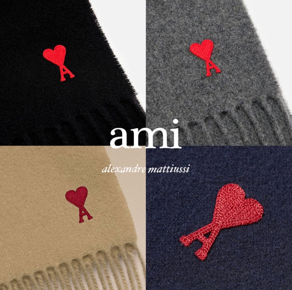 아미 스몰하트 울100%머플러 새상품 파우치포함 남여공용 상품이미지7