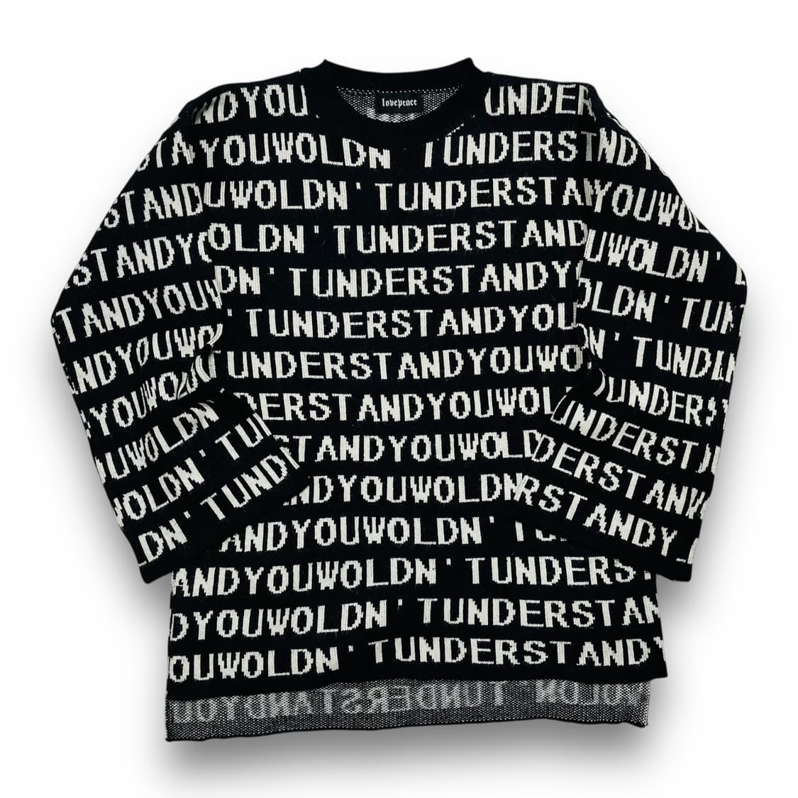 Love peace 스펠아웃 레터링 아트 다크 니트 상품이미지2