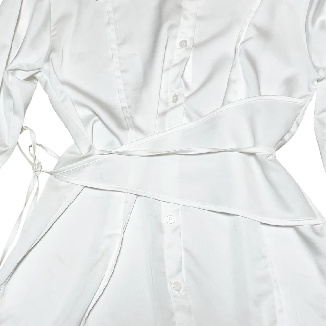 satin String Detail Wrap Shirt_White 상품이미지5