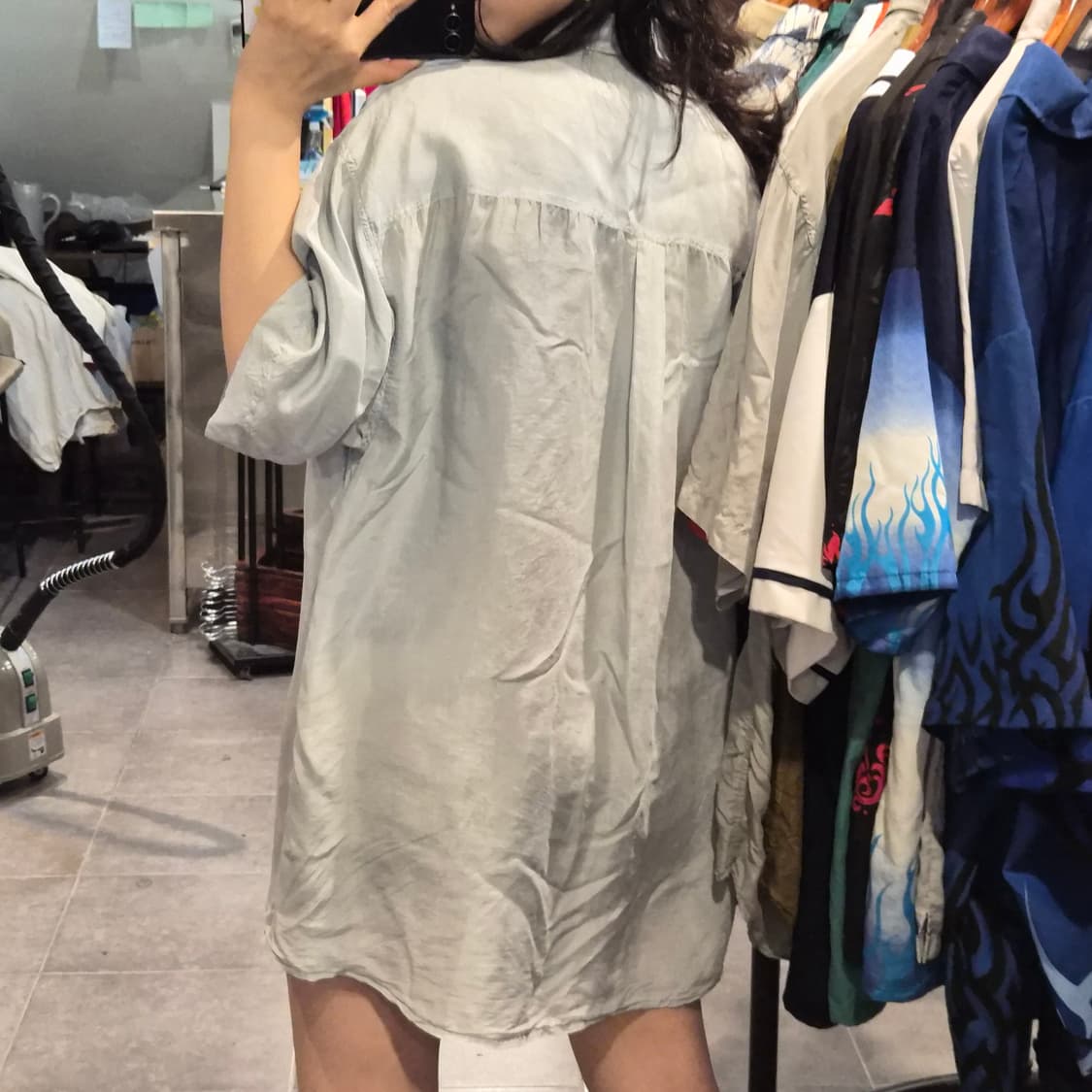 [NO.9] 빈티지 실크 반팔 셔츠 실버 상품이미지4