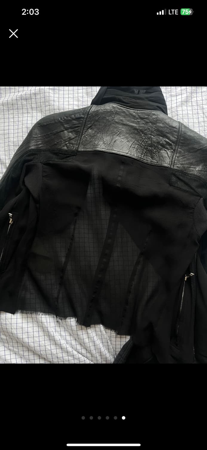 릭오웬스 블랙 가죽 시폰 시스루 자켓 상품이미지6