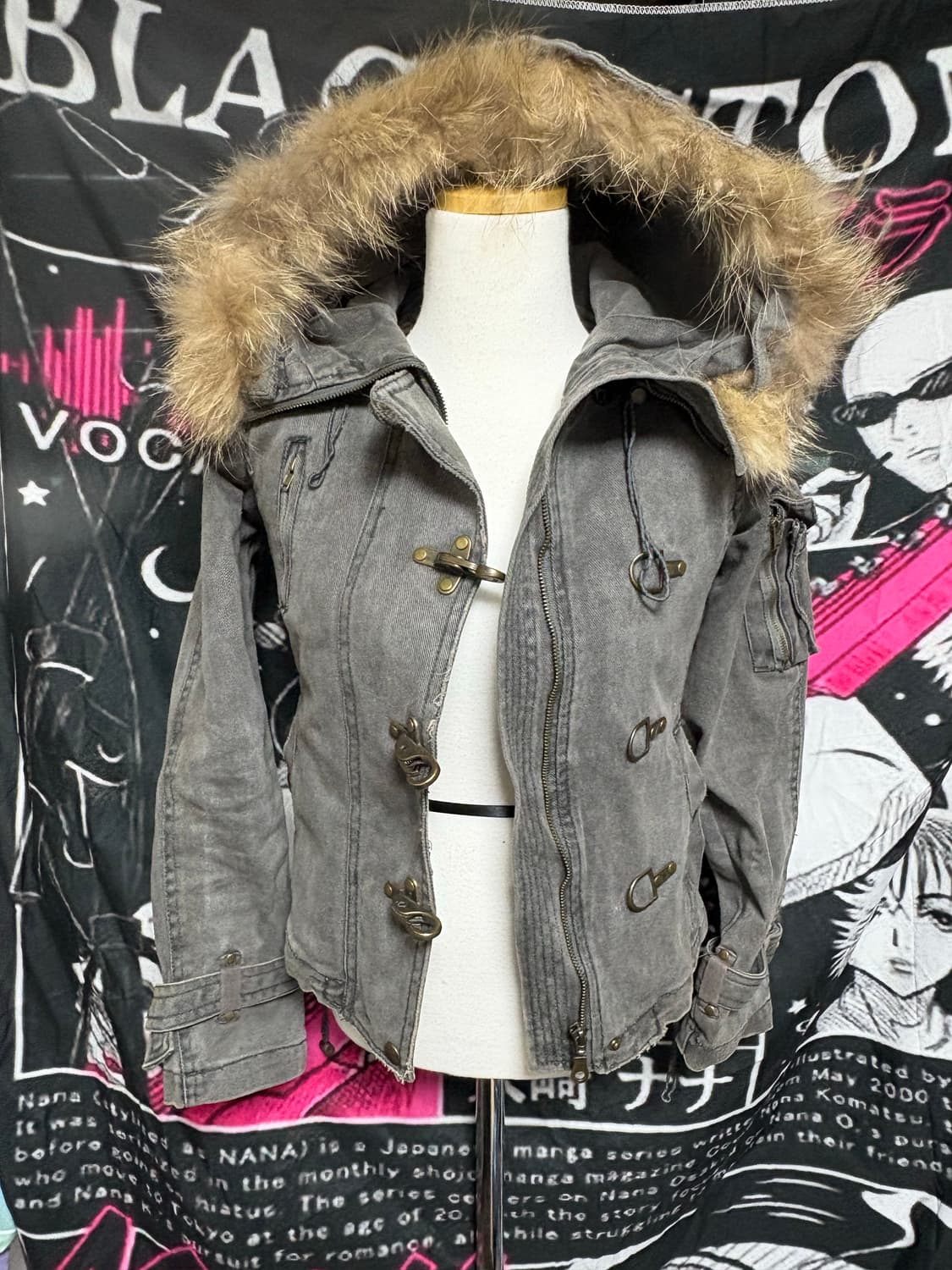 Y2k 갸루 퍼 데님 털자켓 빈티지 상품이미지7