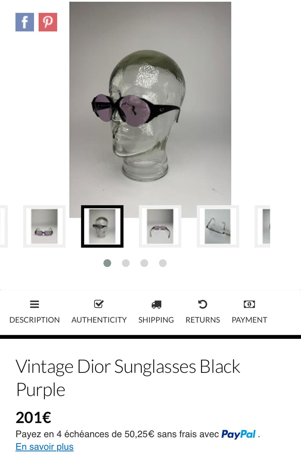 디올 오버사이즈 퍼플 틴트 선글라스 상품이미지6