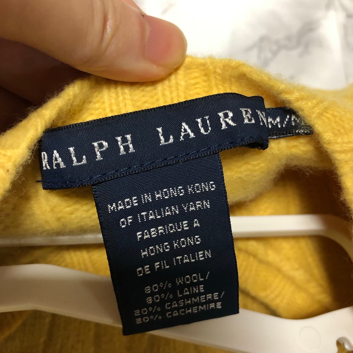 폴로 랄프로렌 니트 캐시미어 개나리 상태최고 상품이미지4