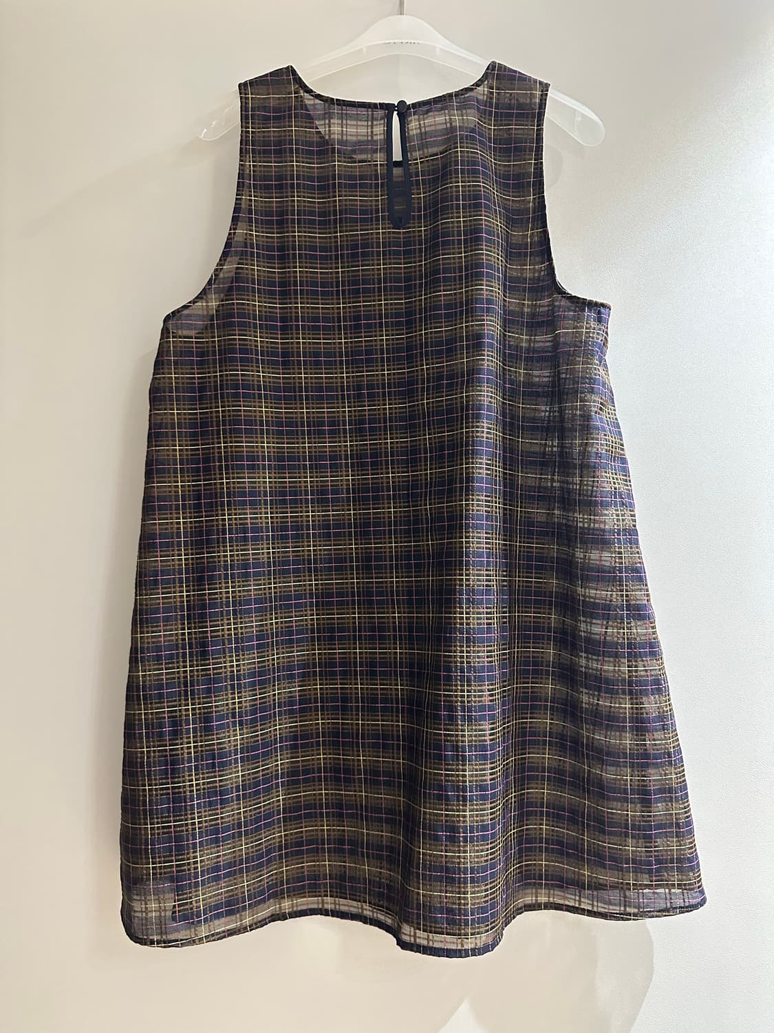 엔조블루스 시어 체크 슬리브리스탑 네이비(1회착용) 상품이미지8