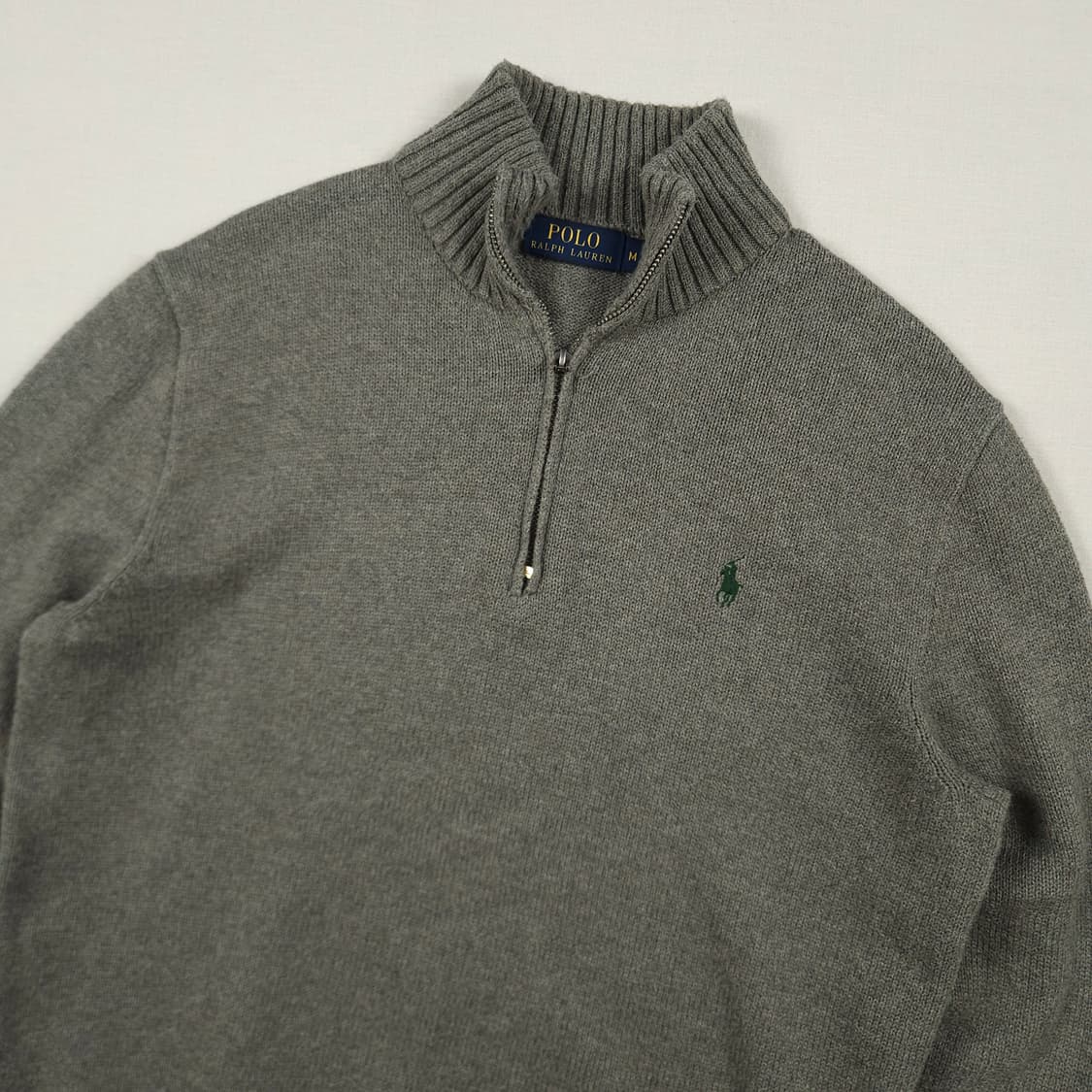 M(95)폴로 랄프로렌 코튼 반집업니트 그레이 상품이미지1