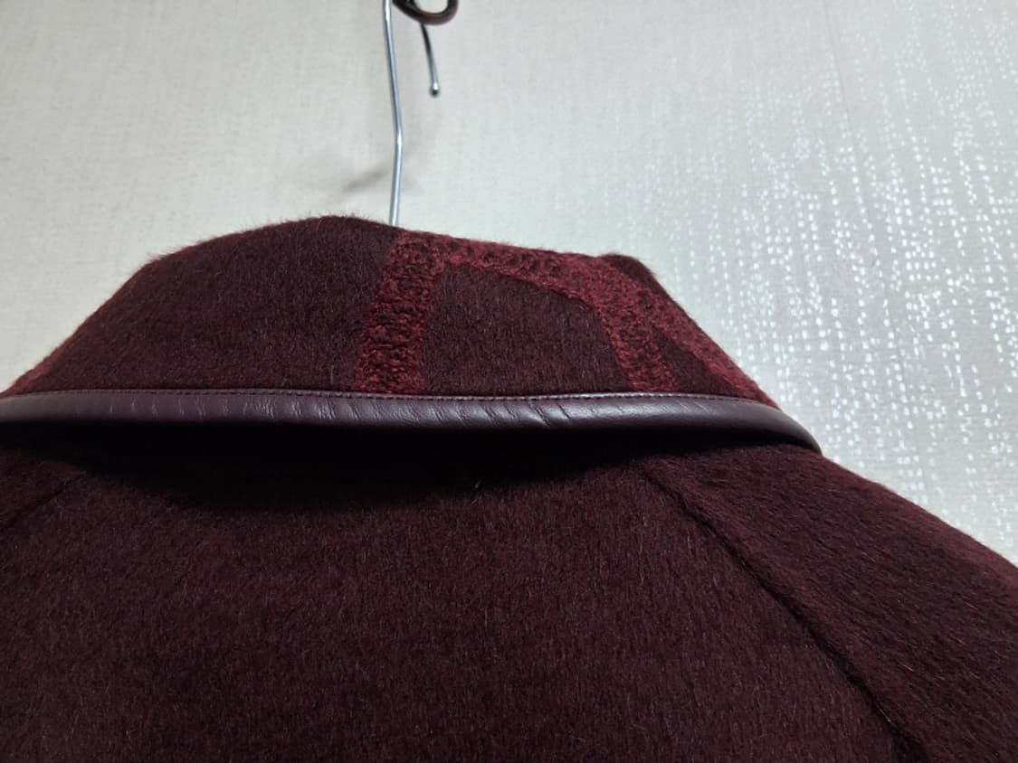 수입 낙타털 혼합 천연양가죽 배색 양모롱코트 와인 버건디칼라 새거 프리 상품이미지8