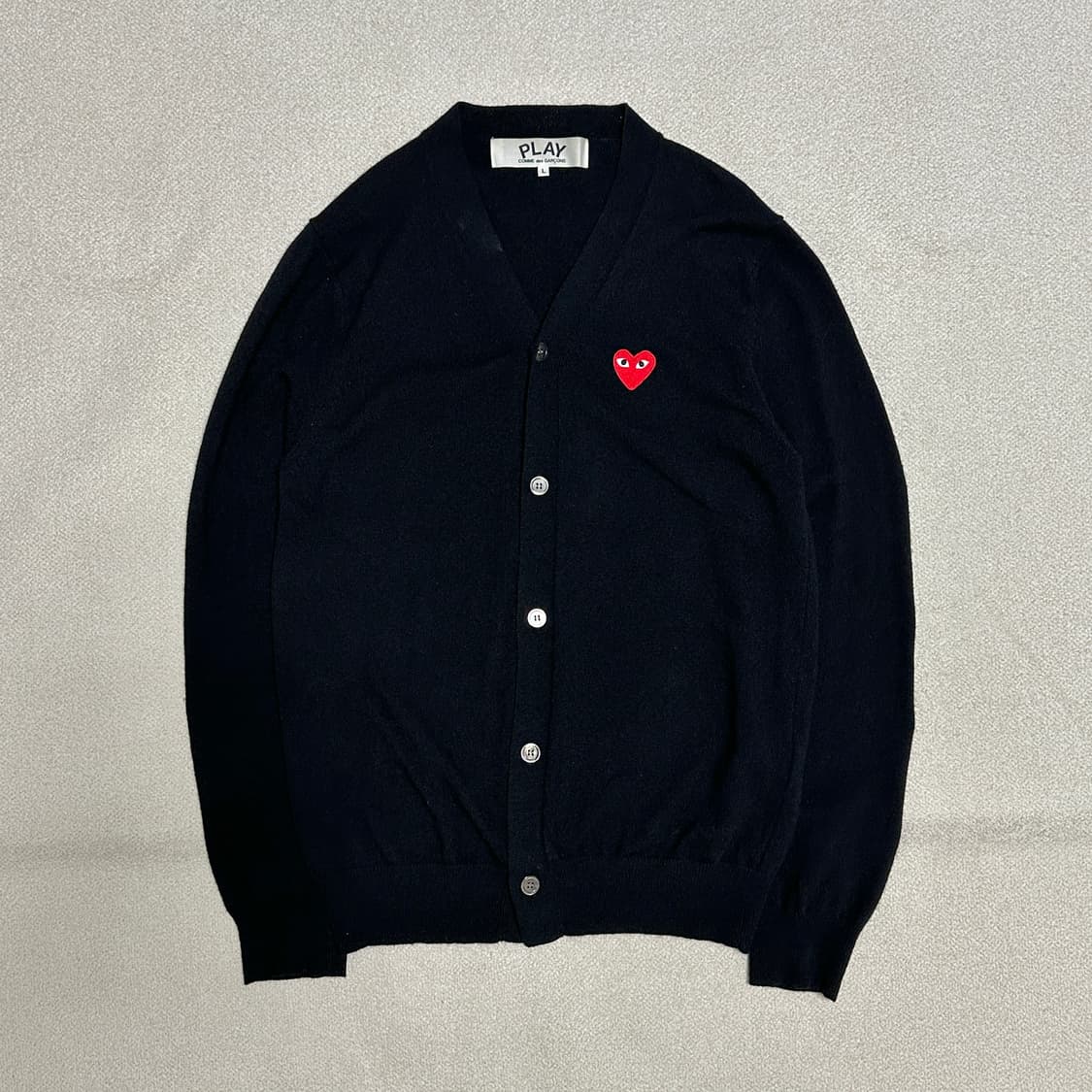 꼼데가르송 레드 하트 와펜 울 가디건 상품이미지2