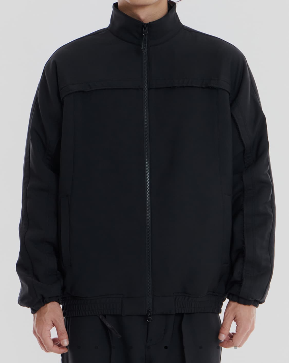 새상품(L)언어펙티드 엣지 컷 트랙자켓 블랙 상품이미지3