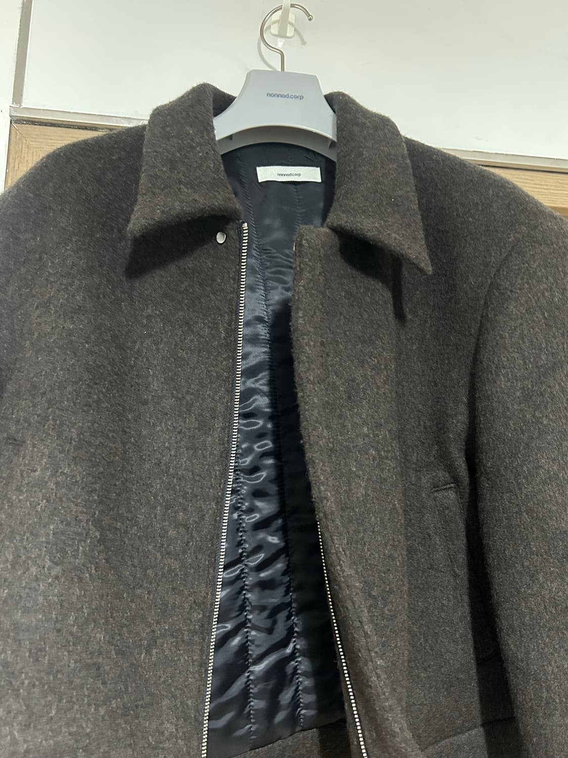 OS) 논노드 울 크롭 자켓 브라운 상품이미지3