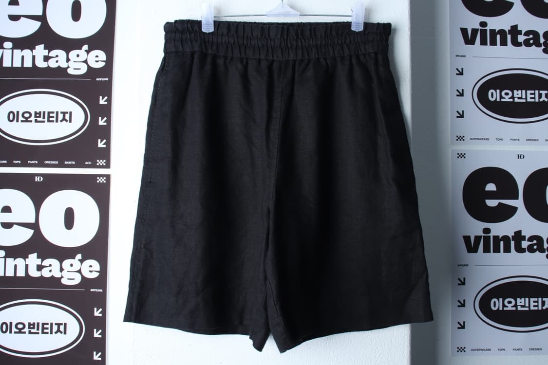 (M-L) 코스 반바지 팬츠 린넨 마 100 밴딩 블랙-P9977 상품이미지2