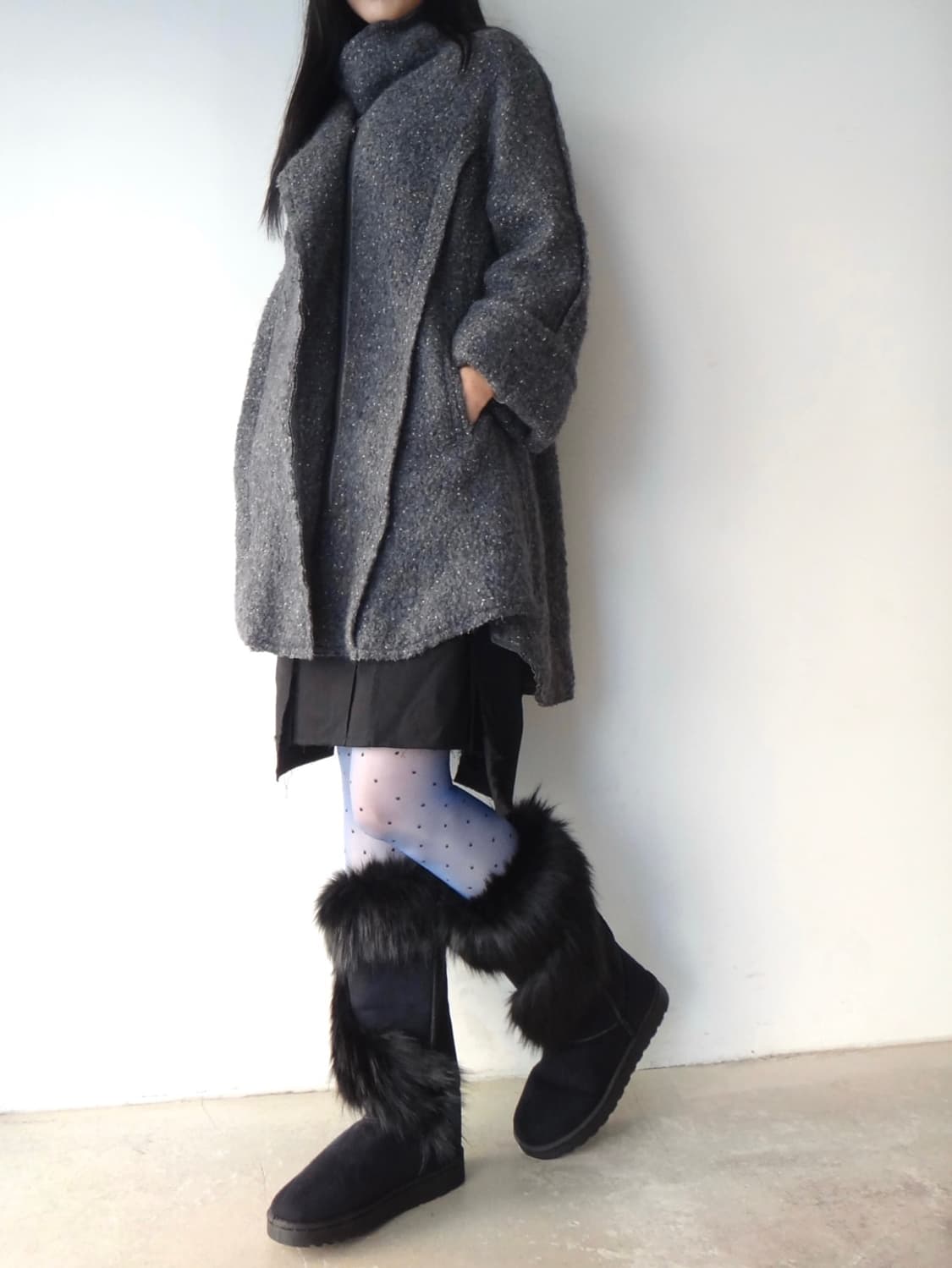Swirl fur long boots / black 상품이미지10