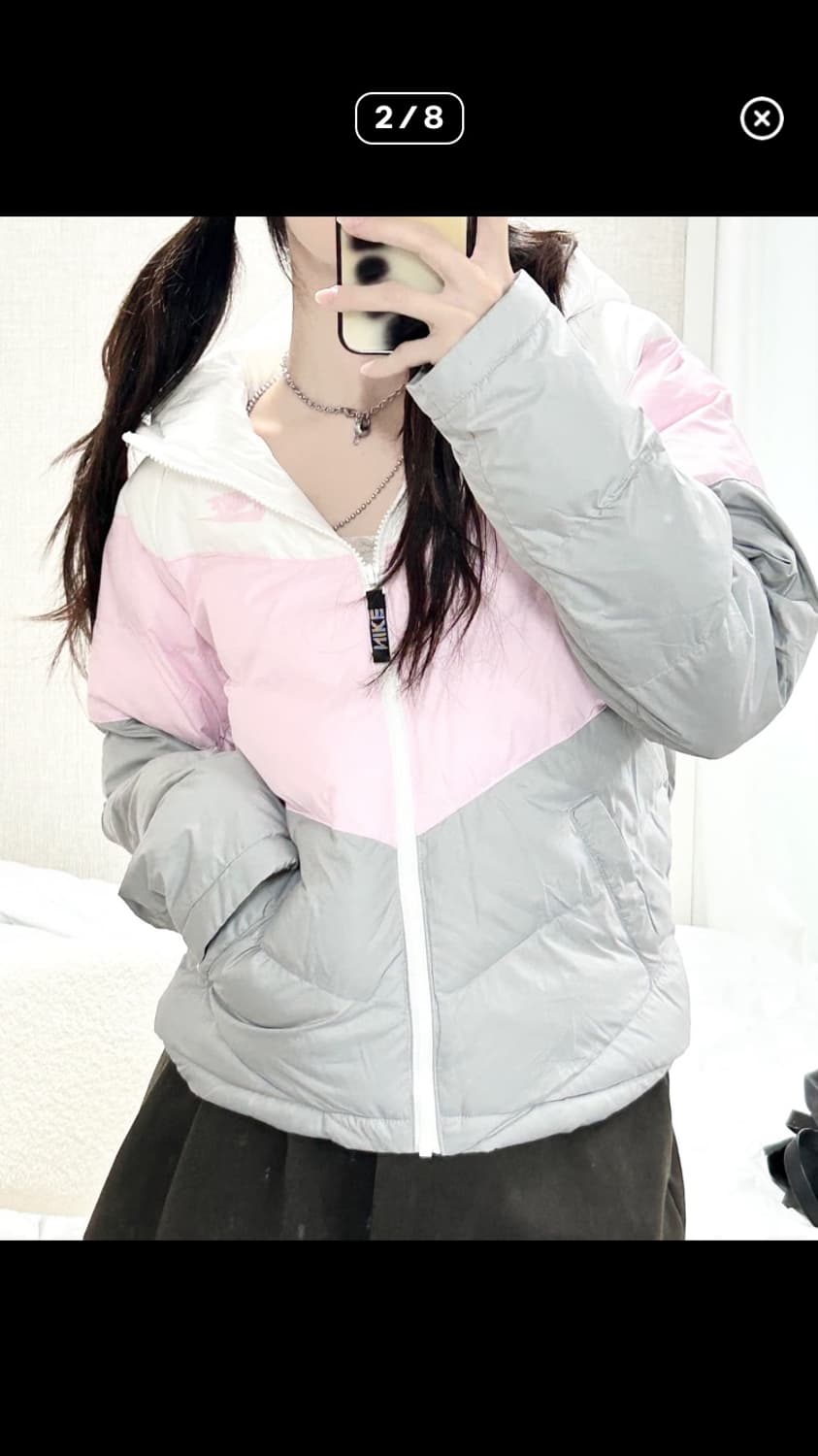 나이키 회색핑크 경량패딩 딸기우유 stc빈티지 히메갸루 상품이미지4