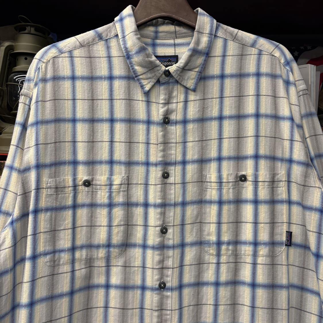 90s 파타고니아 파인코튼 윈도우페인 체크 워크셔츠 N194 상품이미지3