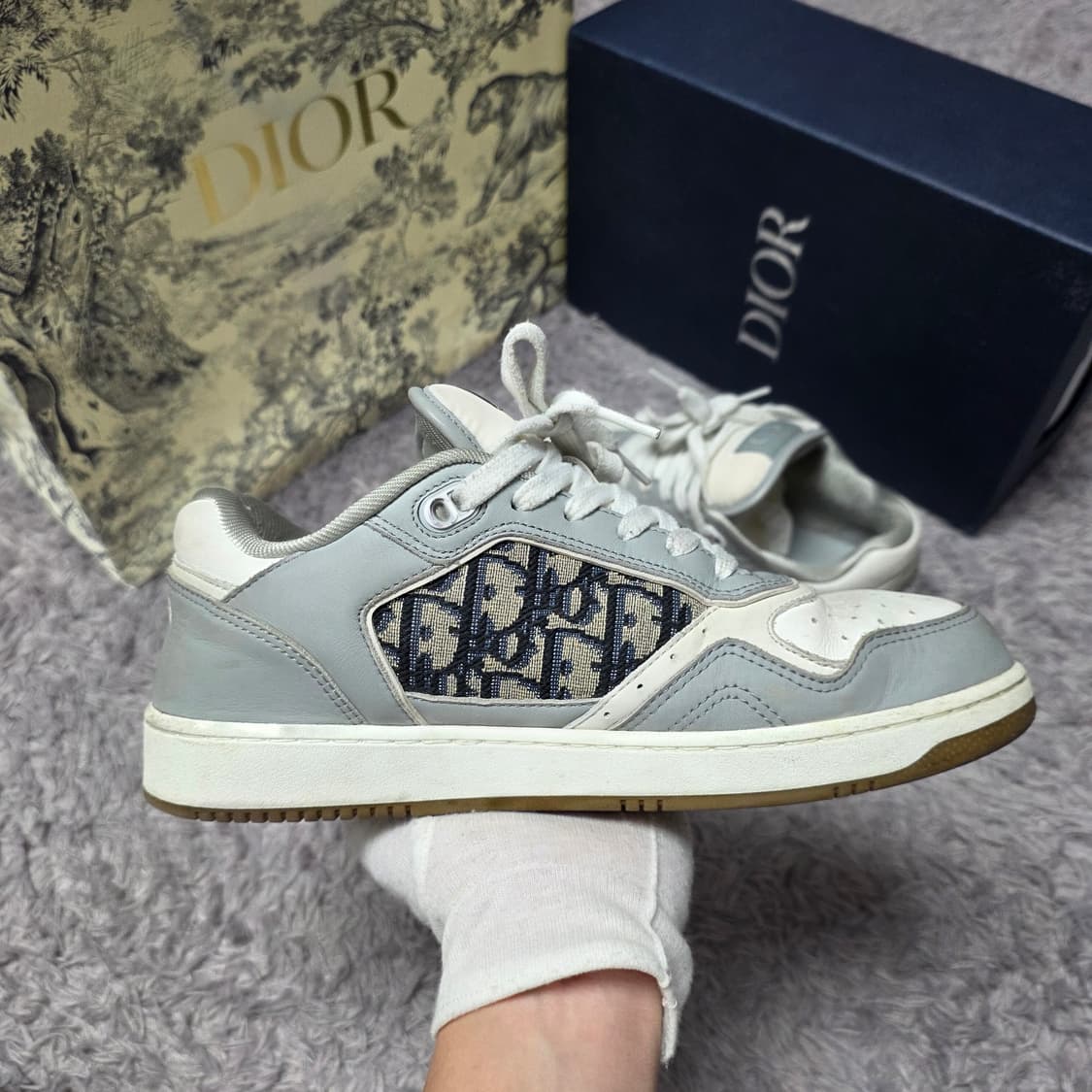 {클로젯}[40.5][풀구성]디올 오블리크 B27 스니커즈 그레이 상품이미지4