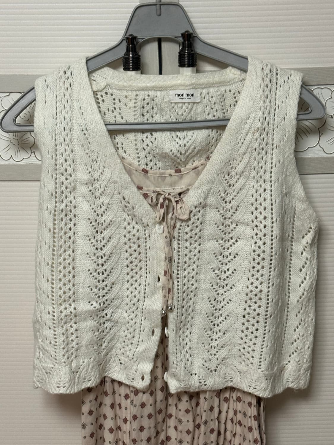 급처(착샷O) 빈티지 아이보리 니트 베스트 모리걸st 상품이미지2