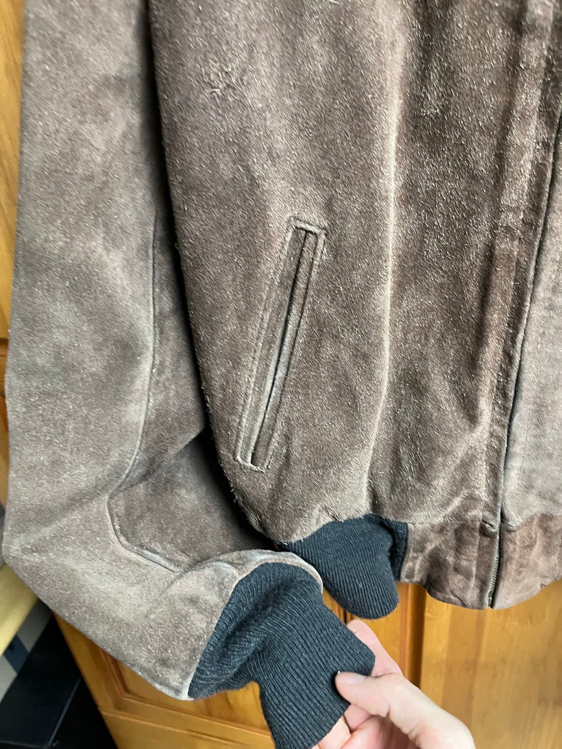 쇼트 스웨이드 가죽자켓(가죽봄버) 42 상품이미지3