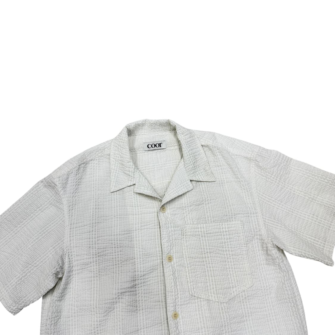 COOR 쿠어 시어서커 반팔 셔츠 남방 화이트 S 상품이미지2