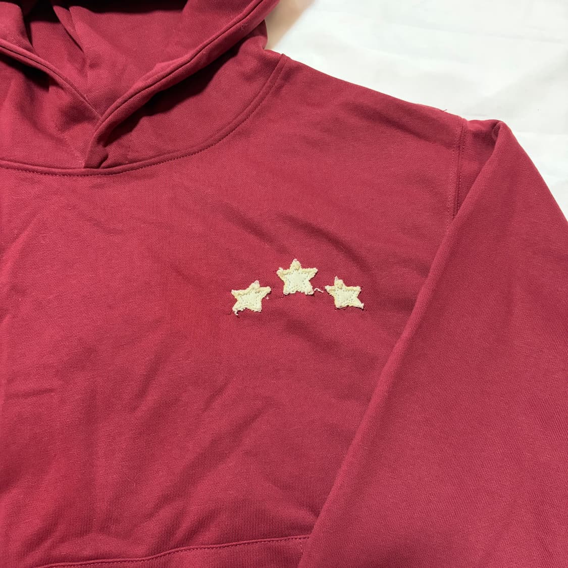 아플리케 8 빅로고 오버사이즈 숏 후드 버건디 상품이미지4