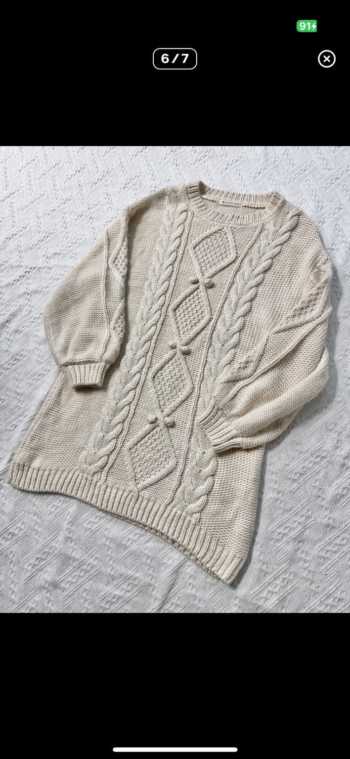 폼폼 케이블 니트 원피스 상품이미지3