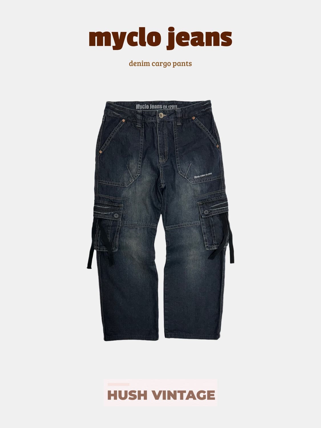 myclo jeans 빈티지 포켓 워싱 카고 데님팬츠 상품이미지1