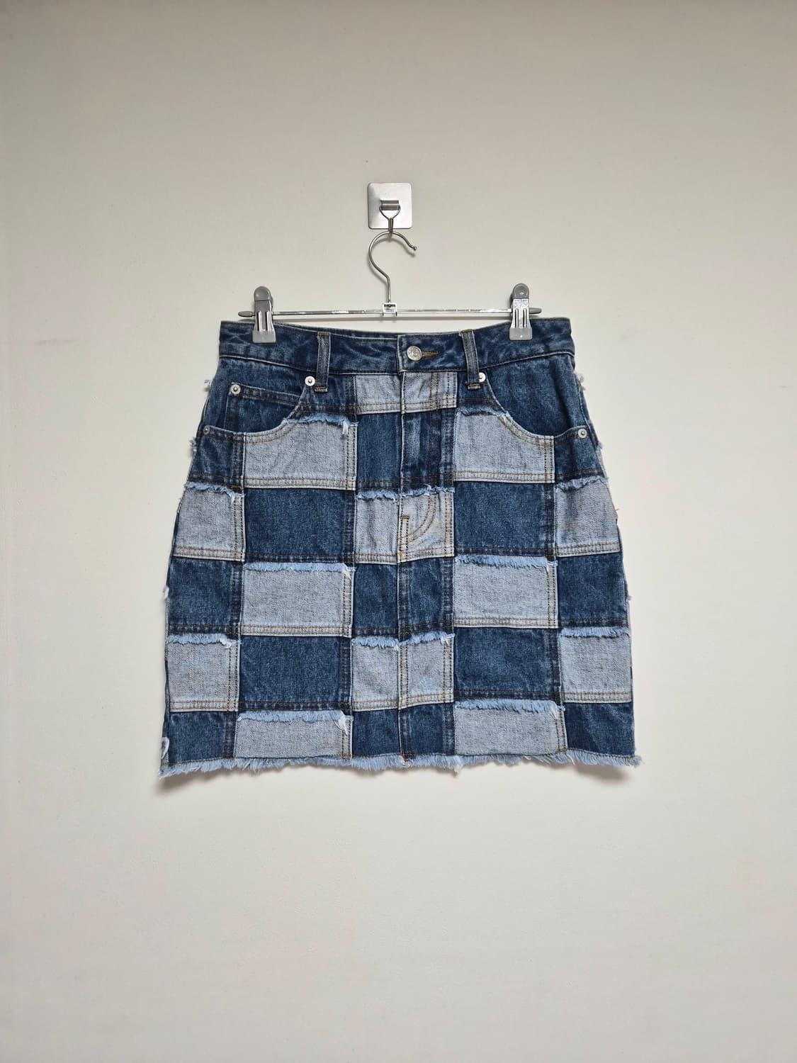 엑스걸Xgirl Y2K 블록패치 데님 스커트 M사이즈 P-69 상품이미지1