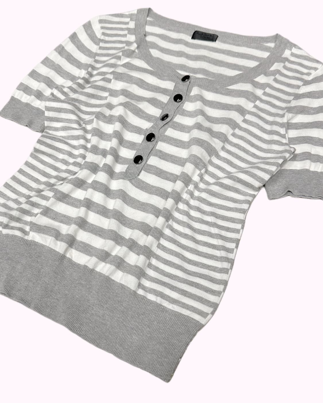 grey stripe button knit top 상품이미지3