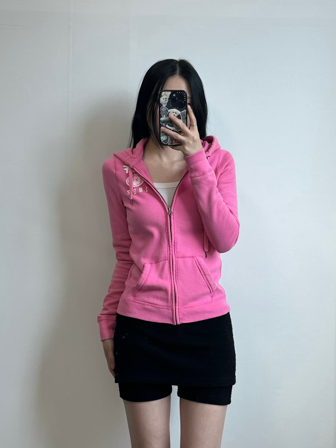 아베크롬비 y2k 와투케 핑크 딱붙 후드집업 상품이미지1