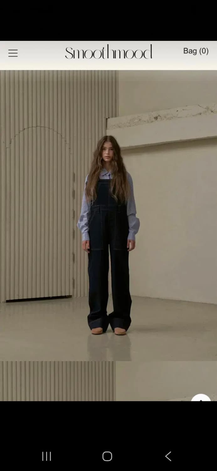 (새제품) 스무드무드 오버롤 크롭 데님 멜빵바지 상품이미지1