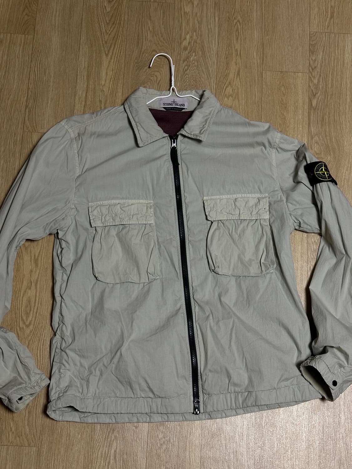스톤아일랜드 나일론코튼 오버셔츠 자켓 라이트그레이 M 상품이미지1