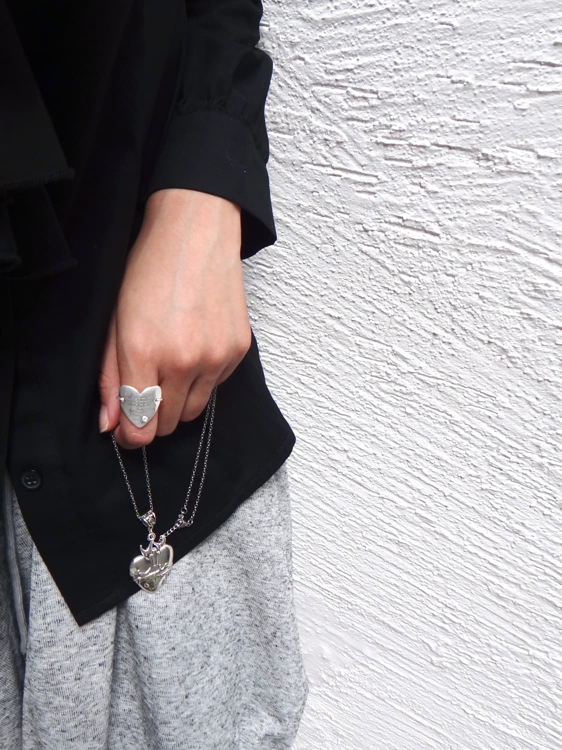 Big heart pendant ring 상품이미지2