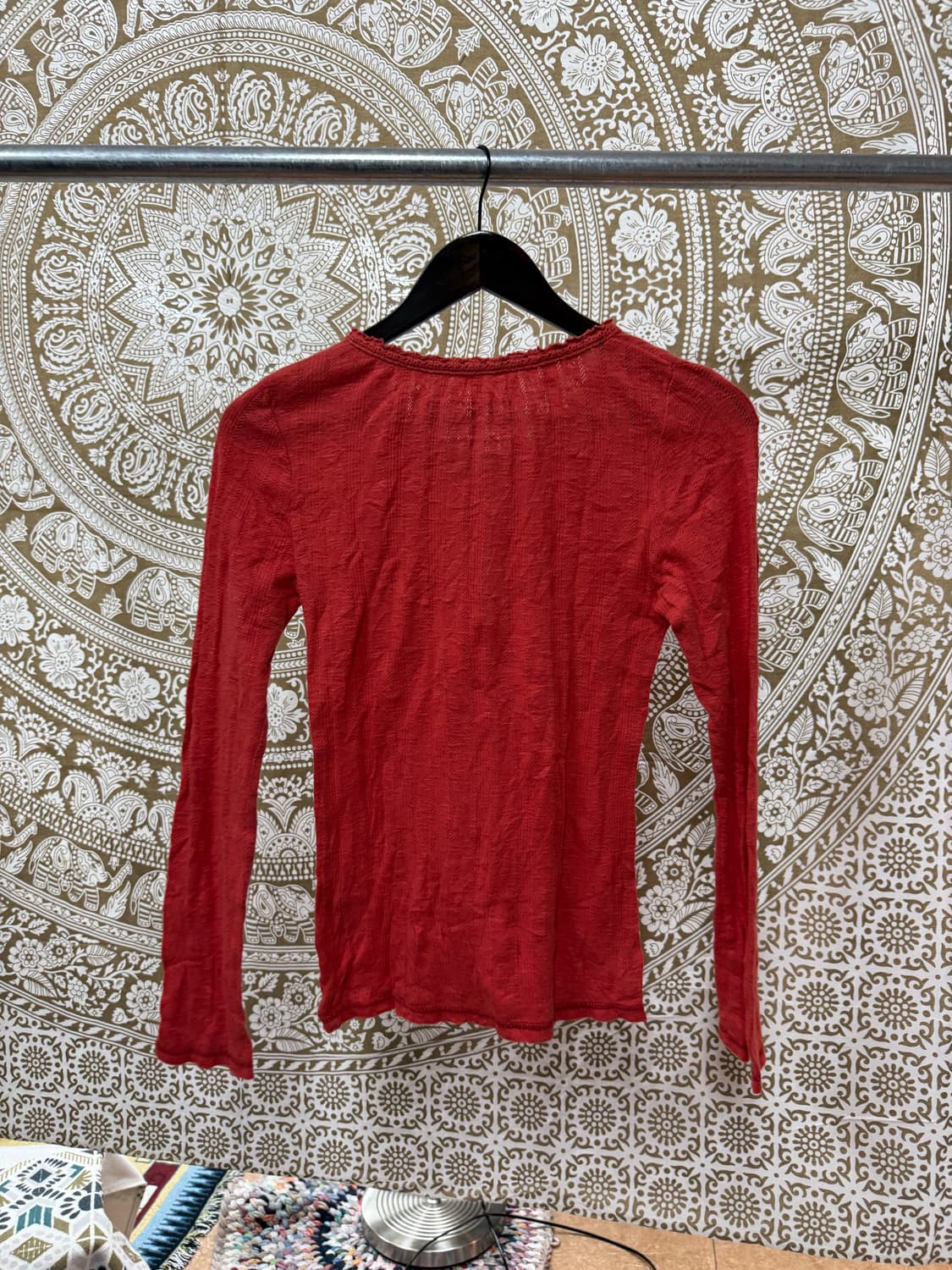 제페니즈 빈티지 여성 펀칭 헨리넥 긴팔 티  상품이미지5