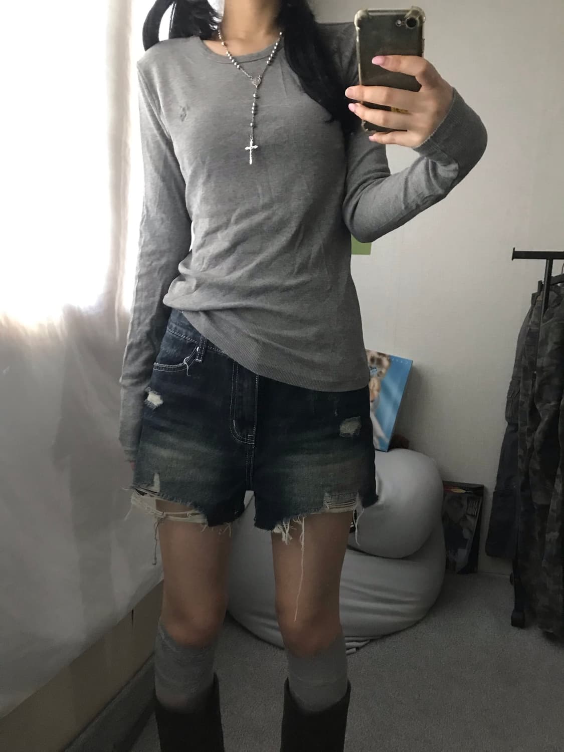 폴로 그레이 와플 롱슬리브 상품이미지1