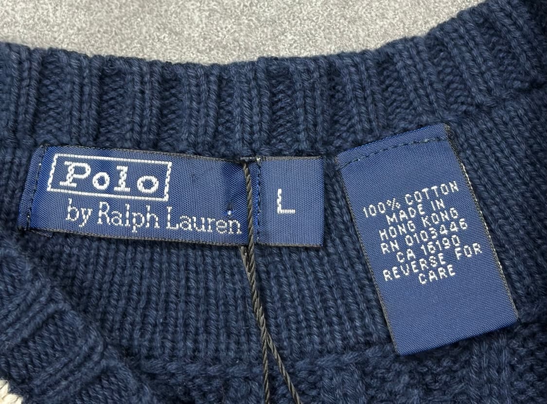 폴로 랄프로렌 네이비 꽈배기 V넥 니트 상품이미지7